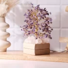 Amethyst Tree With Clear Quart Points Lamp