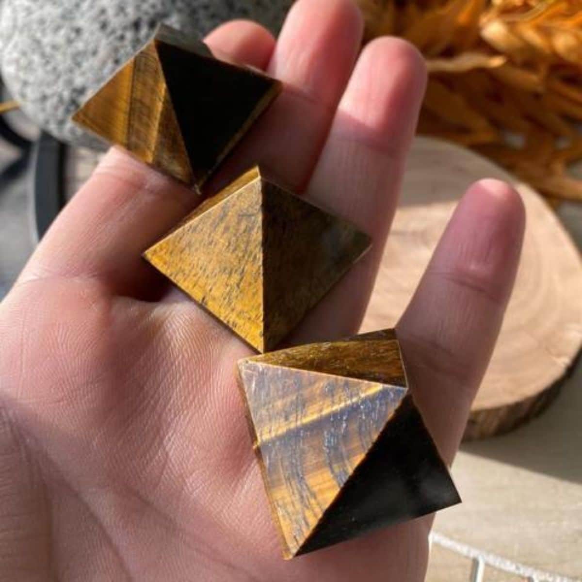 Tiger Eye Stone Pyramid In Small - Image 3