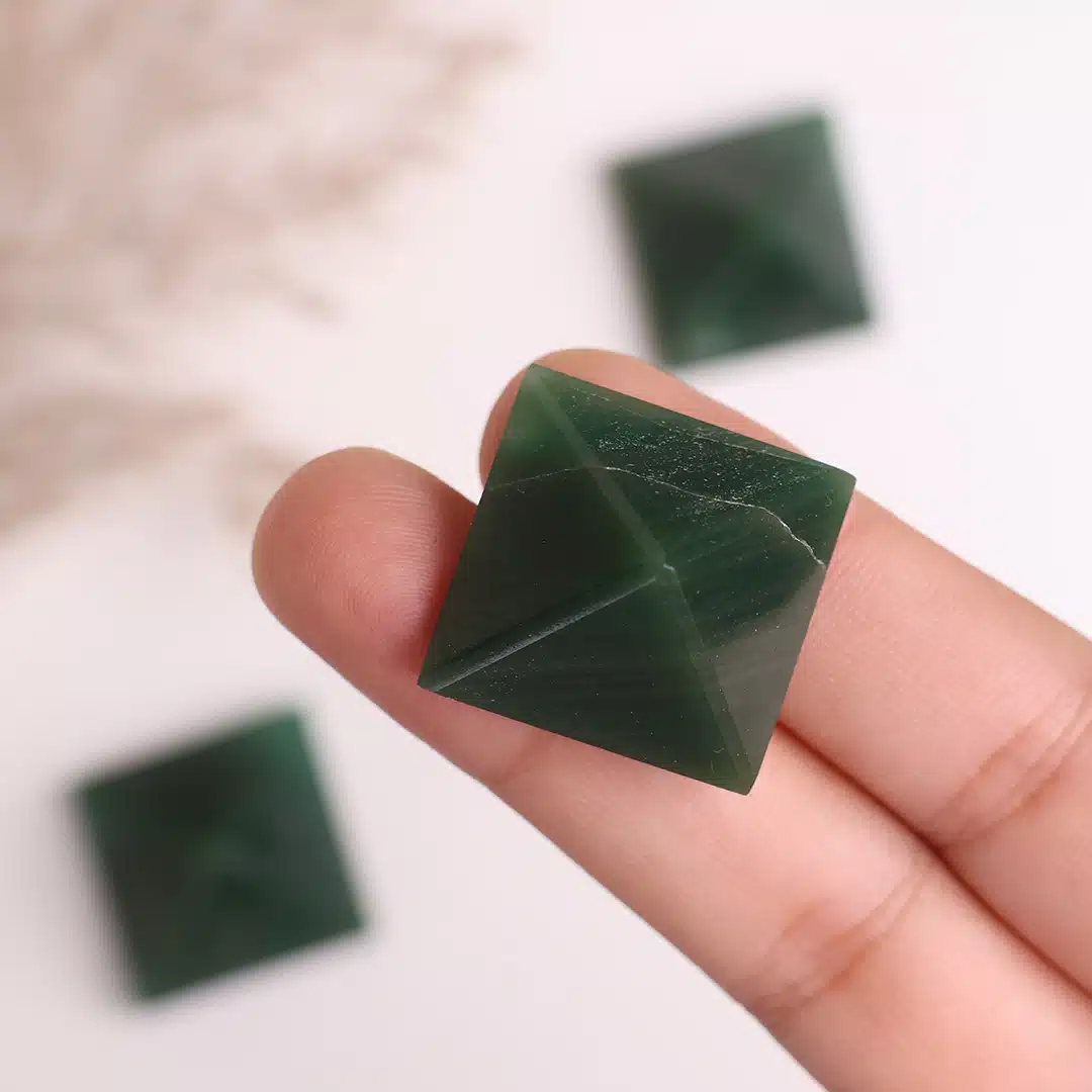 Green Jade Stone Pyramid In Small - Image 8