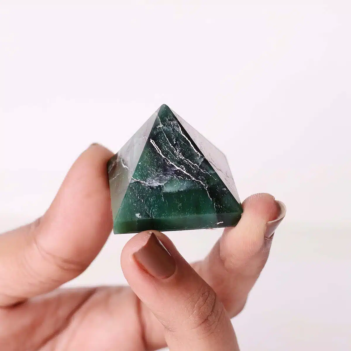 Green Jade Stone Pyramid In Small - Image 7