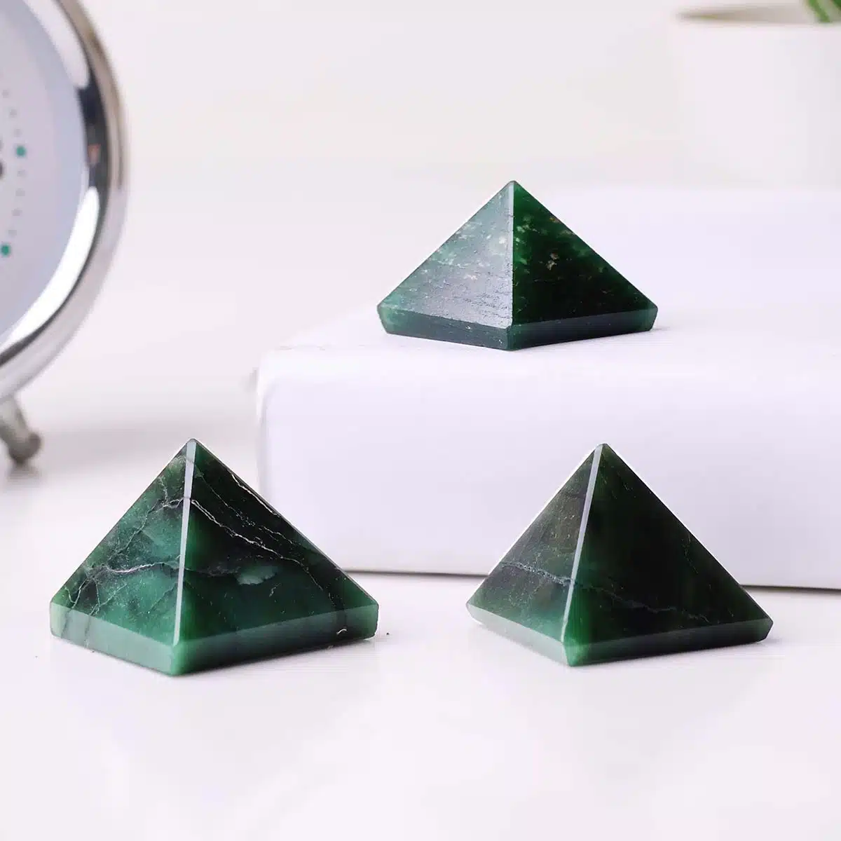 Green Jade Stone Pyramid In Small