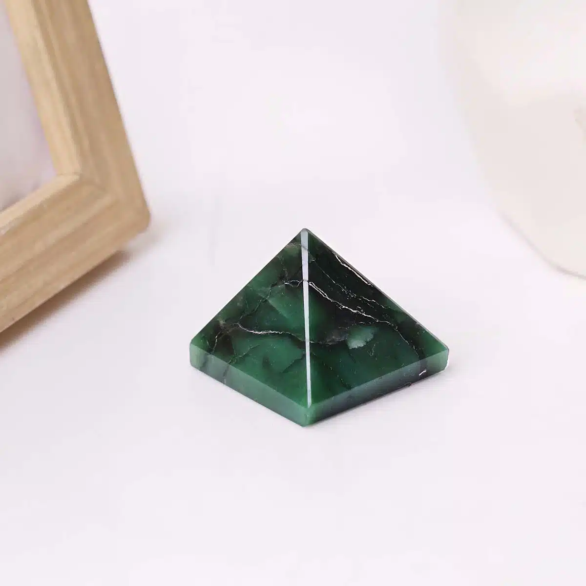 Green Jade Stone Pyramid In Small - Image 4
