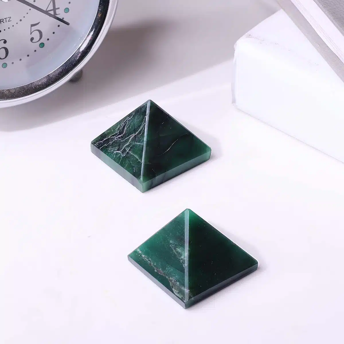 Green Jade Stone Pyramid In Small - Image 5